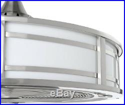 Brette 23 in. LED Indoor Outdoor Brushed Nickel Ceiling Fan Light Kit w Remote