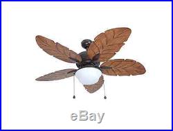 Bronze Downrod Mount Indoor/Outdoor Ceiling Fan Light Kit Blade Vintage