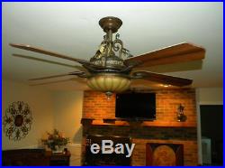Bronze Gold 52 Quiet Ceiling Fan + Remote Elegant Fancy Tuscan Bowl Light Kit