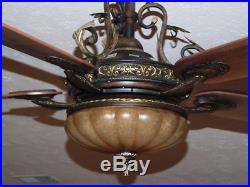 Bronze Gold 52 Quiet Ceiling Fan + Remote Elegant Fancy Tuscan Bowl Light Kit