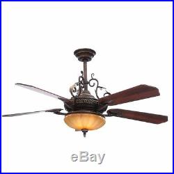 Bronze Gold 52 in. Quiet Ceiling Fan Remote Elegant Fancy Tuscan Bowl Light Kit