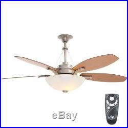 Brookedale 60 in. Indoor Brushed Nickel Ceiling Fan with Light Kit and Remote Co