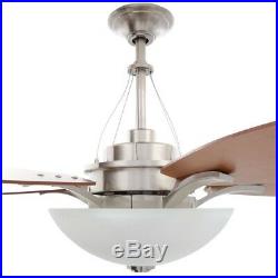 Brookedale 60 in. Indoor Brushed Nickel Ceiling Fan with Light Kit and Remote Co