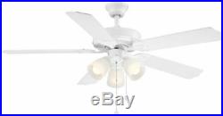 Brookhurst Classic Indoor Ceiling Fan with Light Kit LED Bulbs White 52 inch NEW