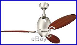 Brushed Nickel 52 Ceiling Fan With Light Kit And Remote