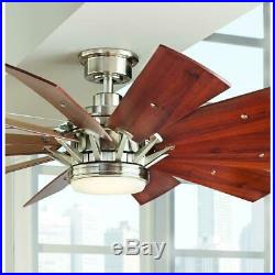 Brushed Nickel Indoor Home Ceiling Fan 60 in. With LED Light Kit Remote Control
