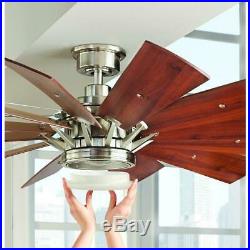 Brushed Nickel Indoor Home Ceiling Fan 60 in. With LED Light Kit Remote Control