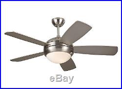 Brushed Steel Discus II 5-Blade 44 Ceiling Fan with Matching Blades & Light Kit