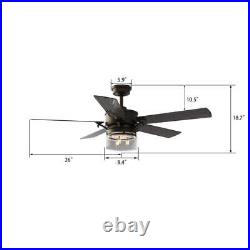 CARRO Smart Ceiling Fan 18.7x52 Oil Rubbed Bronze withLight Kit+Wall Control