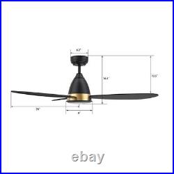 CARRO Smart Ceiling Fan Indoor/Outdoor with Light Kit Compatible + Remote Black