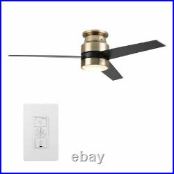 CARRO Smart Ceiling Fan Light Kit Wall Control 52 in LED Indoor Black Blade Gold