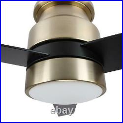 CARRO Smart Ceiling Fan Light Kit Wall Control 52 in LED Indoor Black Blade Gold