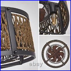 Caged Bladeless Ceiling Fan with Light, Farmhouse Handmade 17 INCH Black+Rustic