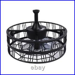 Caged Ceiling Fan Light Kit Industrial Enclosed Ceiling Fan Remote Control Time