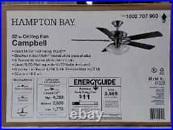 Campbell 52'' LED Indoor Nickel Ceiling Fan /Light Kit & Remote Hampton Bay