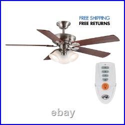 Campbell 52'' LED Indoor Nickel Ceiling Fan /Light Kit & Remote Hampton Bay
