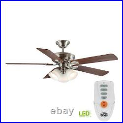 Campbell 52 in. LED Indoor Brushed Nickel Ceiling Fan with Light Kit and Remote