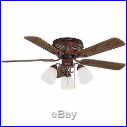 Canarm Malibu Antique Copper Flush Mount Indoor Ceiling Fan with Light Kit 42-in