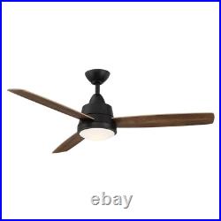 Caprice 52 in. Integrated LED Indoor Matte Black Ceiling Fan with Light Kit and
