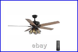 Carlisle 60 in. LED Matte Black Ceiling Fan with Remote Control and Light Kit