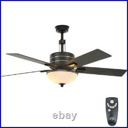 Carlsbad 52 in. Indoor Black Ceiling Fan with Light Kit and Remote Control