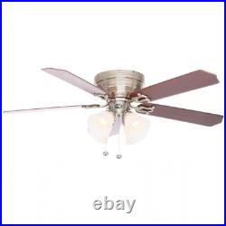 Carriage House 52 In. Indoor LED Brushed Nickel Ceiling Fan with Light Kit, Reve