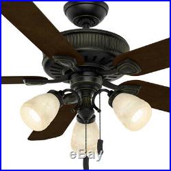 Casablanca Ainsworth 54 Inch Indoor Ceiling Fan with Light Kit & Pull Chain, Black