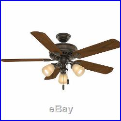 Casablanca Ainsworth 54 Inch Indoor Ceiling Fan with Light Kit & Pull Chain, Brown