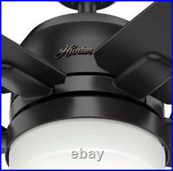Cavera II 52 in. Indoor Matte Black Wifi Smart Ceiling Fan LED Light Kit NEW
