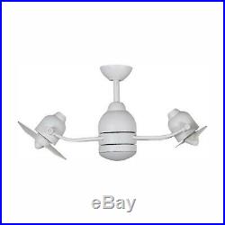 Ceiling Fan 36 Inch Integrated LED Light Kit Matte White Dual Fans Oscillating