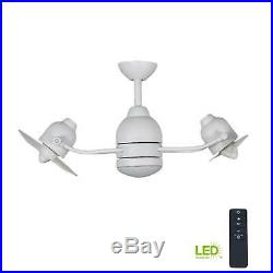 Ceiling Fan 36 Inch Integrated LED Light Kit Matte White Dual Fans Oscillating