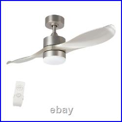 Ceiling Fan 42 Inch Indoor LED 2 Blade Brushed Nickel Light Kit Remote Control