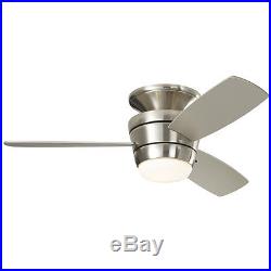 Ceiling Fan 44 In Flush Mount Indoor Light Kit Brushed Nickel Remote 3 Blade NEW