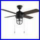 Ceiling Fan 44 in Indoor/Outdoor LED Matte Black with Light Kit 4 Reversible Blade