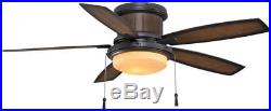 Ceiling Fan 48 in. Light Kit LED Dome Rustic Indoor Outdoor 5 Blades Pull Chain