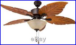 Ceiling Fan 5 Palm-Leaf Blades 52-in Oil Rubbed Bronze Indoor/Outdoor Light Kit