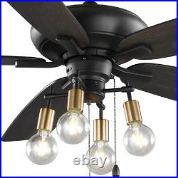 Ceiling Fan 52 In Bay City Indoor LED Brass Accent Light Kit 5 Reversible Blades