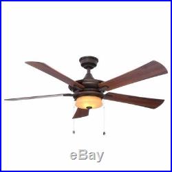 Ceiling Fan 52 Integrated Light Kit Aged Champagne Glass Rustic Bronze Finish