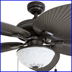 Ceiling Fan 52 With 5 Blades Bronze/White Finish Indoor/Outdoor Bowl Light Kit