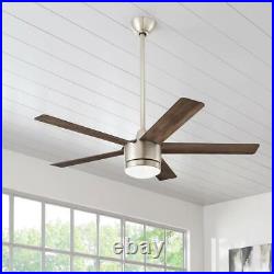 Ceiling Fan 52 in 5-Blades LED Indoor Brushed Nickel Light Kit Remote Control