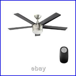 Ceiling Fan 52 in Integrated LED Indoor Brushed Nickel Light Kit Remote Control