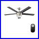 Ceiling Fan 52 in Integrated LED Indoor Brushed Nickel Light Kit Remote Control