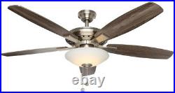 Ceiling Fan 52 in. Integrated LED Indoor Low Profile Brushed Nickel Light Kit