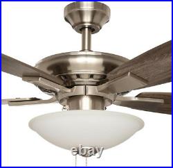 Ceiling Fan 52 in. Integrated LED Indoor Low Profile Brushed Nickel Light Kit