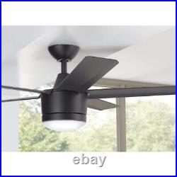 Ceiling Fan 52 in Integrated LED Indoor Matte Black with Light Kit Remote Control
