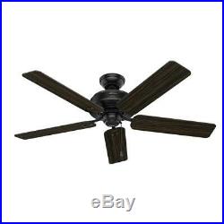 Ceiling Fan 52 in. LED Hunter Port Isabel Indoor/Outdoor Matte Black Light Kit