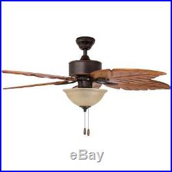 Ceiling Fan 52-in Oil Rubbed Bronze Indoor/Outdoor Downrod Mount with Light Kit