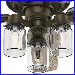 Ceiling Fan 52 in. Regal Bronze Ceiling Fan Farmhouse Mason Jar Glass Light Kit