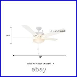 Ceiling Fan 52 in. With Light Kit AC Motor Medium Density Fiberboard in White