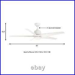 Ceiling Fan 54 in. LED Color Changing with Light Kit/Remote Control Matte White
